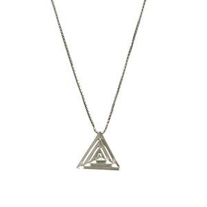 Sterling Silver Abstract Modernist Open Work Triangle Pendant Necklace
